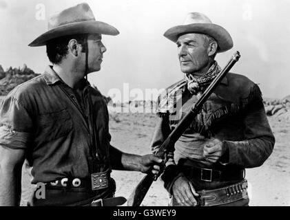 Ride Lonesome, aka: Auf heraus Faust, USA 1958, Regie: Budd Boetticher, Monia: Pernell Roberts, Randolph Scott (Rechts) Stockfoto