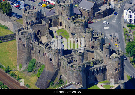 Antenne, Conwy Castle, Nordwales, Stockfoto