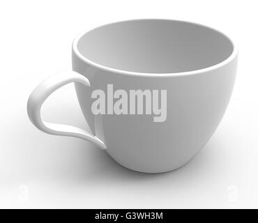 leere Milchkaffee oder Teetasse isoliert auf weiss Stockfoto