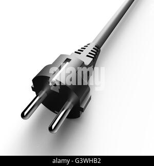 schwarzen Stecker isoliert auf einem weißen Hintergrund. Stockfoto