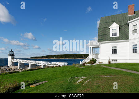 Der Marshall Point Leuchtturm und Museum, Port Clyde, Maine, USA Stockfoto