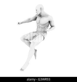 Superhelden-Pose mit einem Mann in 3d Render-Illustration Stockfoto