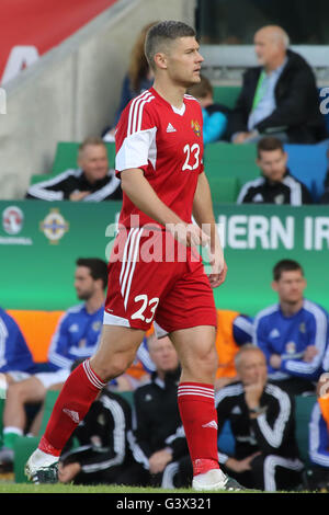 Belfast, Nordirland 27. Mai 2016. Nordirland 3 Weißrussland 0 (Freundschaftsspiel). Belarus Mikali polnischen (23) Stockfoto