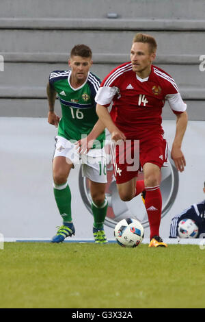 Belfast, Nordirland 27. Mai 2016. Nordirland 3 Weißrussland 0 (Freundschaftsspiel). Siargei Krivets (14) Belarus Stockfoto