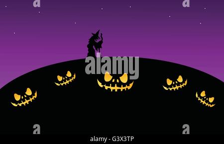 Scary Halloween in der Nacht mit Hexe Stock Vektor