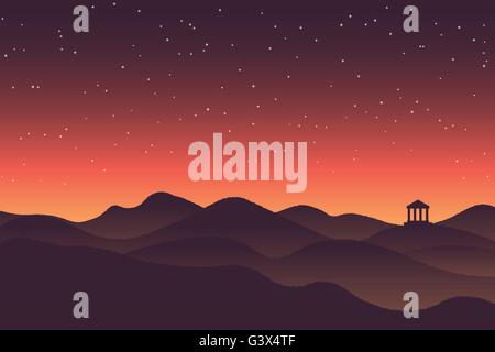 Zusammenfassung Hintergrund Sonnenuntergang Silhouette Bergkulisse Stock Vektor