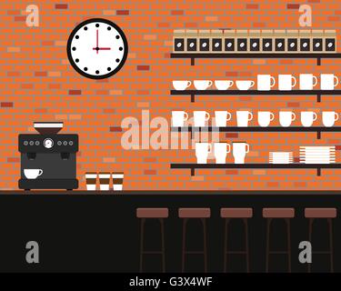 Interieur Café Stein Textur flaches Design Vektor-illustration Stock Vektor