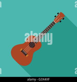 Ukulele-flaches Design-Vektor-Illustration auf grünem Hintergrund Stock Vektor