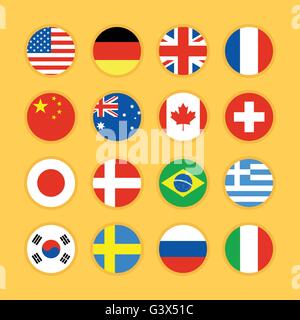 Satz von Flagge Symbol flaches Design-Vektor-illustration Stock Vektor