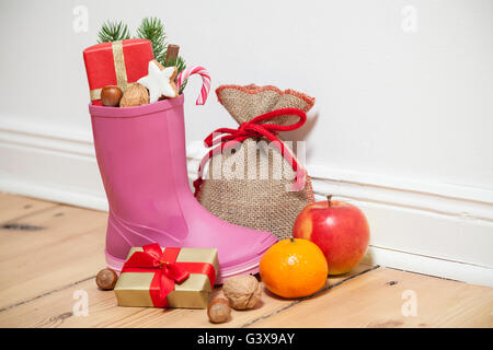 Santa Stiefel als eine gumboot Stockfoto