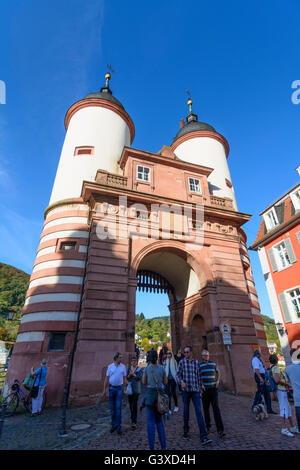 Tor Brückentor, die alte Brücke (Karl - Theodor-Brücke), Deutschland, Baden-Württemberg, Kurpfalz, Heidelberg Stockfoto