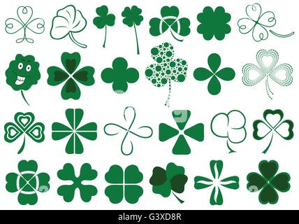 Reihe von verschiedenen Kleearten Satz Stock Vektor