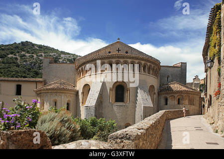 11. Jahrhundert romanische Kirche der Abtei von Gellone, Saint-Guilhem-le-Désert, Hérault, Royal, Frankreich Stockfoto