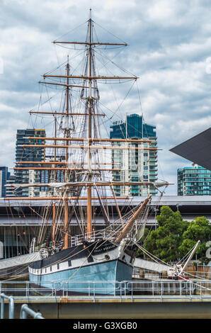 Ansichten von Melbourne entlang der South Bank Fluss-Bezirk Stockfoto