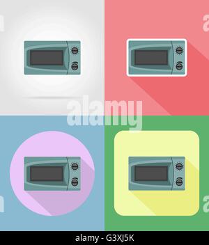 Mikrowellen Sie-Haushaltsgeräte für Küche flach Symbole-Illustration auf Hintergrund isoliert Vektor Stock Vektor