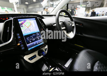 Innen Display Des Toyota Prius Hydrid Energie Auto Schwarze