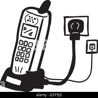 Telefon-Symbol mit getrennten Füllebenen doodle Stock Vektor