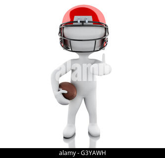 3D Renderer Bild. US-amerikanischer American-Football-Spieler mit Ball. Sport-Konzept. Isolierten weißen Hintergrund. Stockfoto