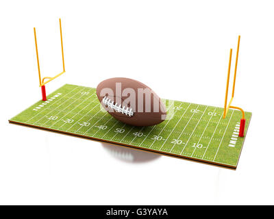 3D Renderer Bild. American Football-Feld mit Ball. Sport-Konzept. Isolierten weißen Hintergrund. Stockfoto