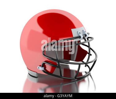 3D Renderer Bild. US-amerikanischer American-Football-roten Helm. Sport-Konzept. Isolierten weißen Hintergrund. Stockfoto