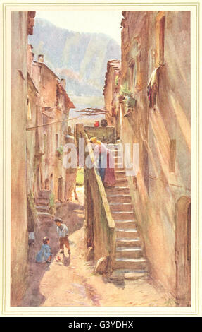 Italien: Vicolo del Ponte, Villa Nuova di Albenga, antique print 1912 Stockfoto