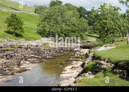 Strom des Wassers in Langstrothdale Chase, Upper Wharfedale in den Yorkshire Dales. Stockfoto
