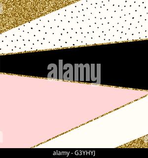 Abstrakte geometrische Komposition in schwarz, Creme, gold-Glitter und Pastellrosa. Moderne und stilvolle abstrakte Design Plakat, Abdeckung, Stock Vektor