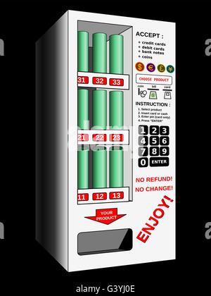 Vending-Automaten Witz, Sarkasmus. Sarkastisch Illustration über einen Automaten Stock Vektor