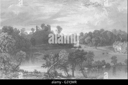 NORTHUMBERLAND: Mitford Burg, Northumberland (Allom), antique print 1832 Stockfoto