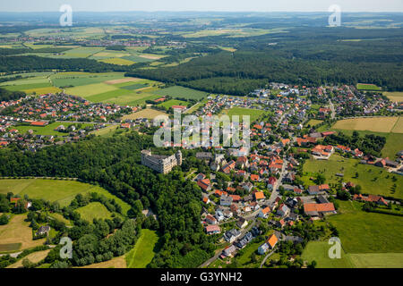 Luftaufnahme, Wewelsburg, Hügel Burg in der Kreisstadt Wewelsburg Büren im Kreis Paderborn, dreieckige Festung, Stockfoto