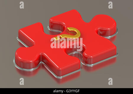 Fragezeichen-Puzzle, 3D rendering Stockfoto