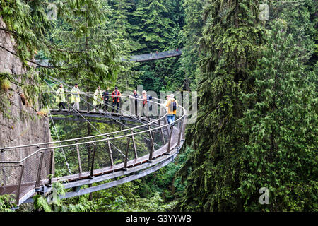 VANCOUVER - 29. Juni: Besucher erkunden die Capilano Cliff Walk durch Regenwaldvegetation 29. Juni 2011. Stockfoto