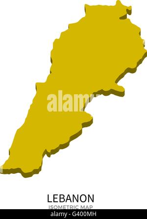 Isometrischen Karte des Libanon detailliert Vektor-illustration Stock Vektor