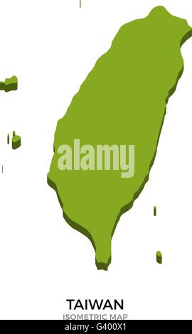 Isometrischen Karte von Taiwan detailliert Vektor-illustration Stock Vektor