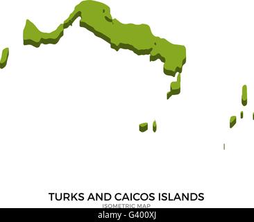 Isometrischen Karte der Turks And Caicos Islands detailliert Vektor-illustration Stock Vektor