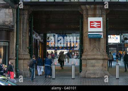 Haupteingang zum Hauptbahnhof, Glasgow, Schottland, Vereinigtes Königreich, Stockfoto
