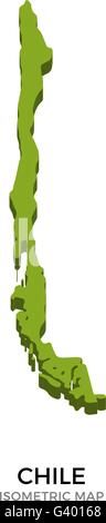 Isometrischen Karte von Chile detaillierte Vektor-illustration Stock Vektor