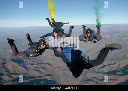 Die US Navy Fallschirm Demo Team. Stockfoto