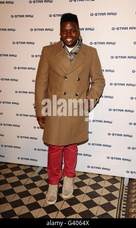 G-Star Raw Nights Party - London. Die X-Factor-Teilnehmerin Paije Richardson kommt bei der G-Star Raw Nights Party auf einem Mayfair in London an. Stockfoto