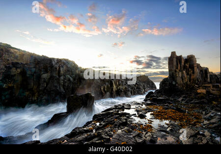 Sonnenaufgang über Bombo Steinbruch Landspitze, Kiama, Illawarra Küste, New South Wales, NSW, Australien Stockfoto