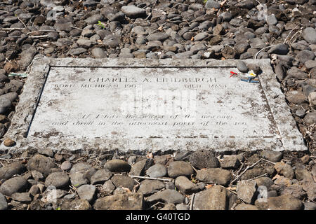 Grabstein von Charles Lindbergh Stockfoto