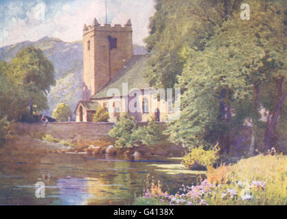 CUMBRIA: Lake District: Grasmere Kirche, antiken print 1908 Stockfoto