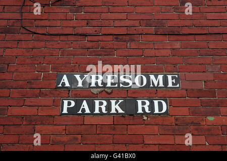 Ein allgemeiner Blick auf den Ort des ehemaligen Heimhauses des Middlesbrough Football Club, Ayresome Park. Vom Club von 1903 bis 1995 genutzt, als der Club in das aktuelle Riverside Stadium umzog. Das Gebiet ist jetzt ein Wohngebiet Stockfoto