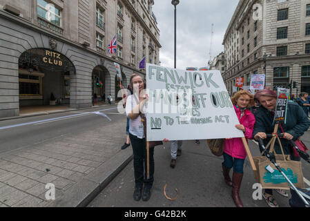 London: Protest gegen Yulin Hundefest Fleisch vor chinesischen Botschaft zog hunderte von Aktivisten und Hundebesitzer Stockfoto