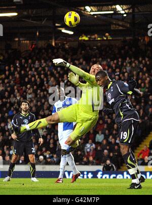 Fußball - Barclays Premier League - Blackburn Rovers gegen Tottenham Hotspur - Ewood Park. Tottenham Hotspur Torhüter Heurelho Gomes macht einen fliegenden retten Stockfoto