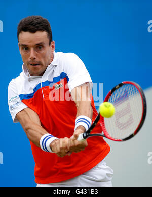 Spaniens Roberto Bautista Agut in Aktion während der fünften Tag der 2016 AEGON Championships im Queen Club, London. Stockfoto