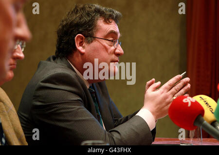 Green Party TD Dan Boyle beim Frühstücks-Briefing der Party an die Medien im Westin Hotel in Dublin. Stockfoto