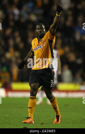 Fußball - Barclays Premier League - Wolverhampton Wanderers gegen Manchester United - Molineux. George Elokobi von Wolverhampton Wanderers feiert sein erstes Tor im Spiel Stockfoto