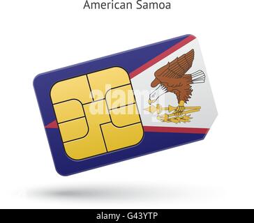 Amerikanisch-Samoa Handy-SIM-Karte mit Flagge. Stock Vektor