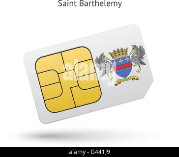 Saint Barthelemy Handy-SIM-Karte mit Flagge. Stock Vektor